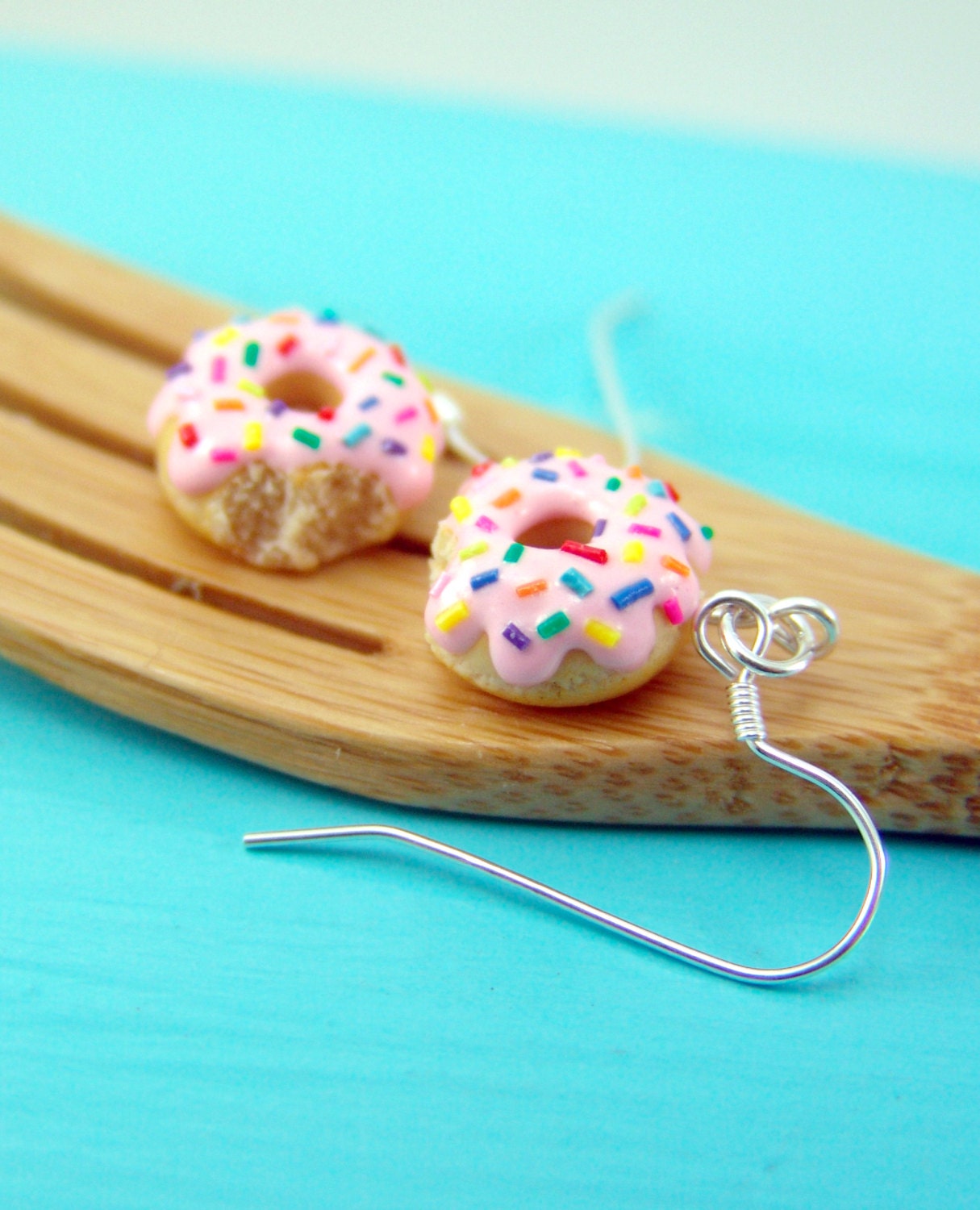 Donut Earrings With Rainbow Sprinkles // MADE TO ORDER // Etsy