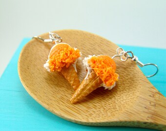 Ice Cream Earrings // Creamsicle Ice Cream Food Jewelry // MADE TO ORDER // Miniature Food Earrings