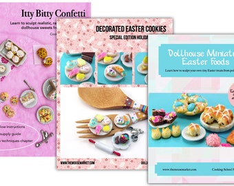Tutoriais em miniatura // Pacote de Páscoa // Três e-books de comida em miniatura