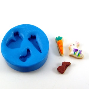 Dollhouse Food Mold // Dollhouse Cookies in Bunny and Carrot Shapes // Flexible Silicone // 1:12 Scale Miniature Food