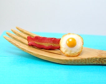 Eggs and Bacon Earrings // Post Earrings // MADE TO ORDER // Food Jewelry