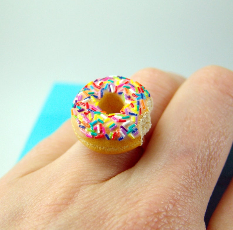 Food Ring // Donut Ring in Rainbow Sprinkles Deluxe // Etsy