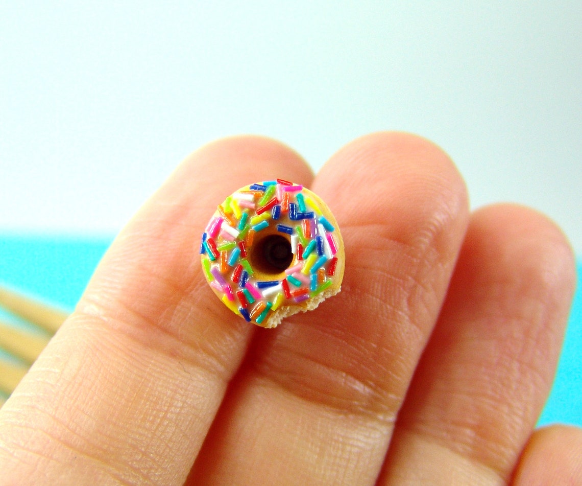 Donut Earrings in Rainbow Sprinkles Deluxe // MADE TO ORDER // Etsy