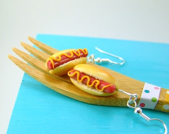 Hot Dog Earrings // Miniature Food Earrings // MADE TO ORDER // Food Jewelry