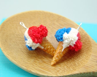 Ice Cream Earrings // Fourth of July Earrings // Red, White and Blue Ice Cream Food Jewelry // MADE TO ORDER