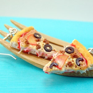 Pizza Earrings // MADE TO ORDER // Food Jewelry // Sausage, Tomato and Olive Pizza Earrings // Food Earrings