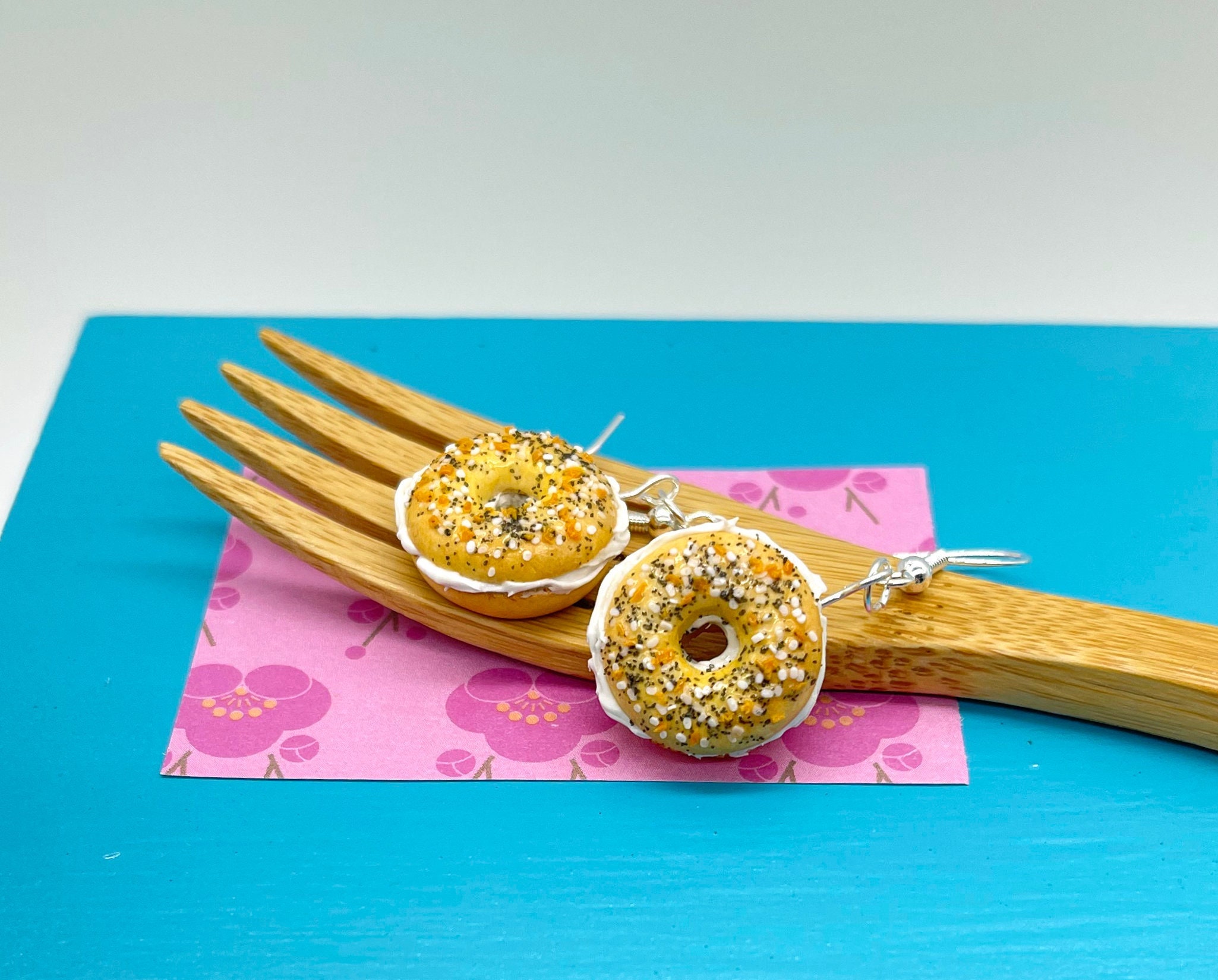 Bagel Earrings // Everything Bagel Jewelry // Food Jewelry // MADE TO ORDER // Breakfast Earrings