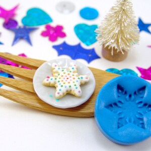 Silicone Mold // Miniature Snowflake Christmas Cookie Mold for 1:6 Scale // Miniature Food