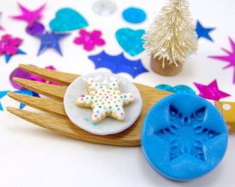 Silicone Mold // Miniature Snowflake Christmas Cookie Mold for 1:6 Scale // Miniature Food