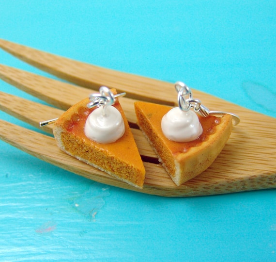 Pumpkin Pie Earrings // Miniature Food Jewelry // MADE TO ORDER // Holiday Earrings