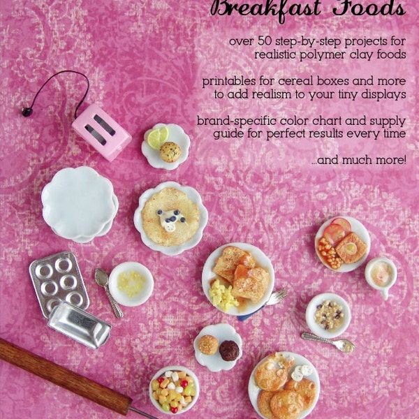 Tutoriel sur les aliments miniatures - Comment sculpter des aliments miniatures pour le petit-déjeuner à partir d'argile polymère (Dollhouse, Food Jewelry Tutorial eBook)