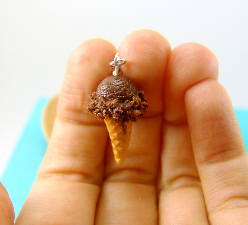 Ice Cream Earrings // Chocolate Ice Cream // Food Jewelry // MADE TO ORDER Miniature Food Earrings image 2