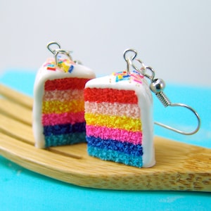 Cake Earrings // 80s Colors Layer Cake Earrings // Food Jewelry Food Earrings // MADE TO ORDER