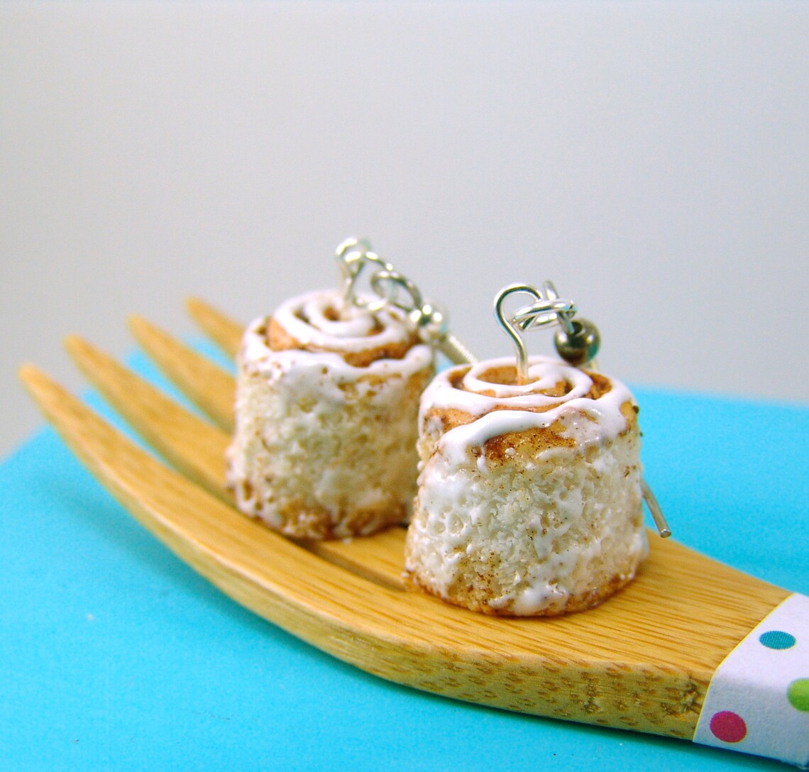 Food Jewelry // Cinnamon Roll Earrings // Cinnamon Bun Jewelry Etsy