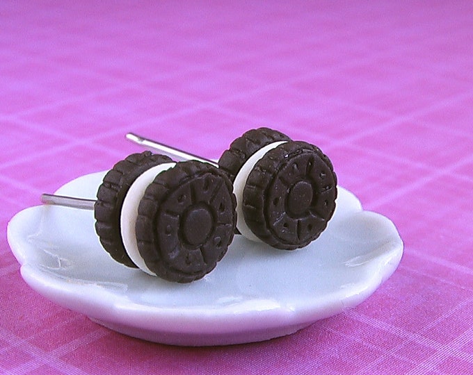 Food Jewelry Chocolate Sandwich Cookie Earrings Food Etsy