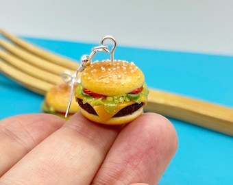 Cheeseburger Earrings : Handmade Food Jewelry