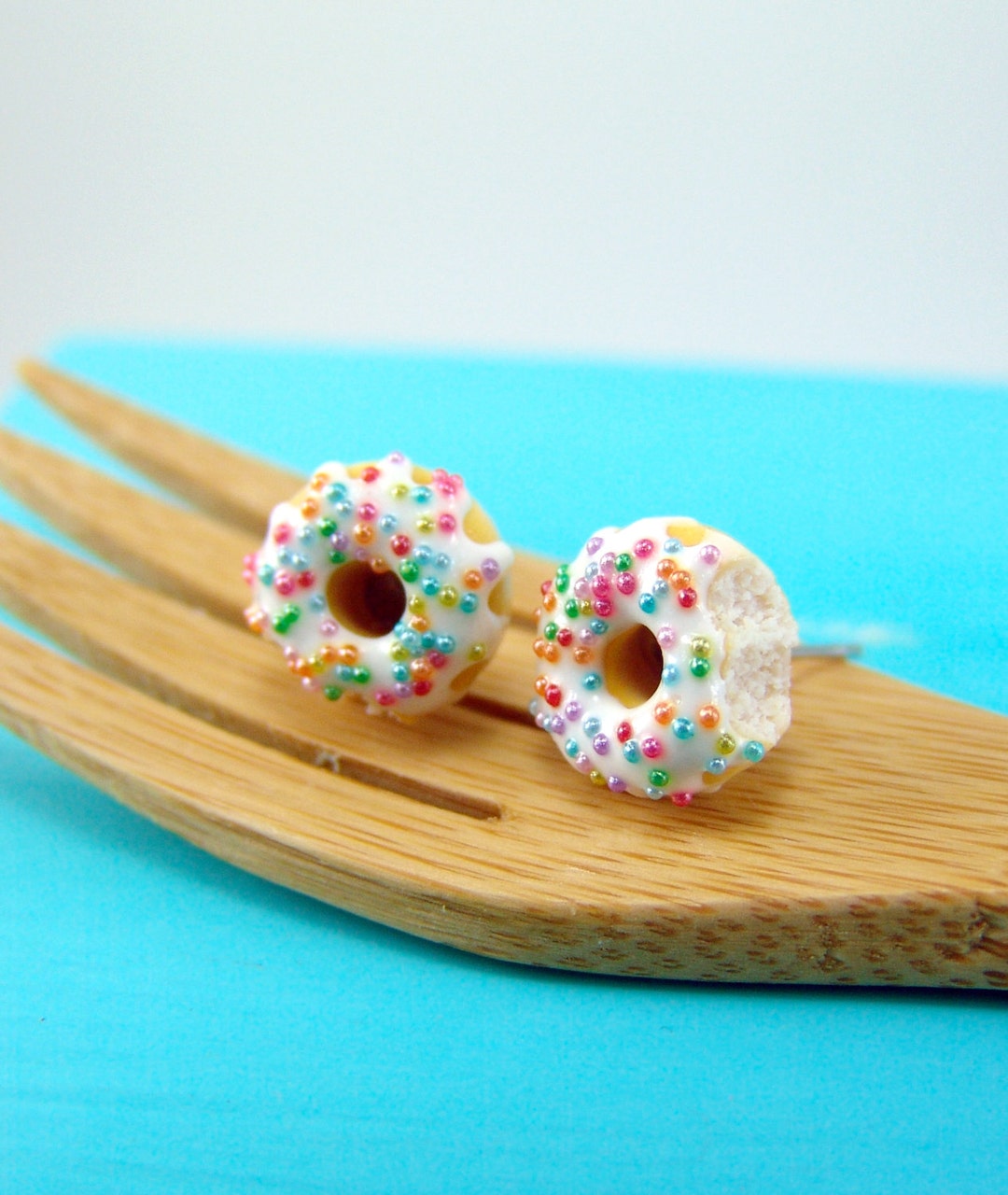 Donut Earrings With Rainbow Sprinkles and Vanilla Bean Icing // MADE TO