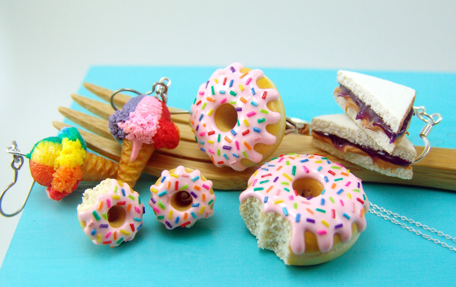 Pink Donut Earrings With Rainbow Sprinkles // MADE TO ORDER // Etsy
