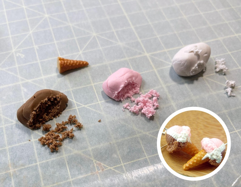 Neapolitan Ice Cream Earrings : Handmade Miniature Food Earrings image 2