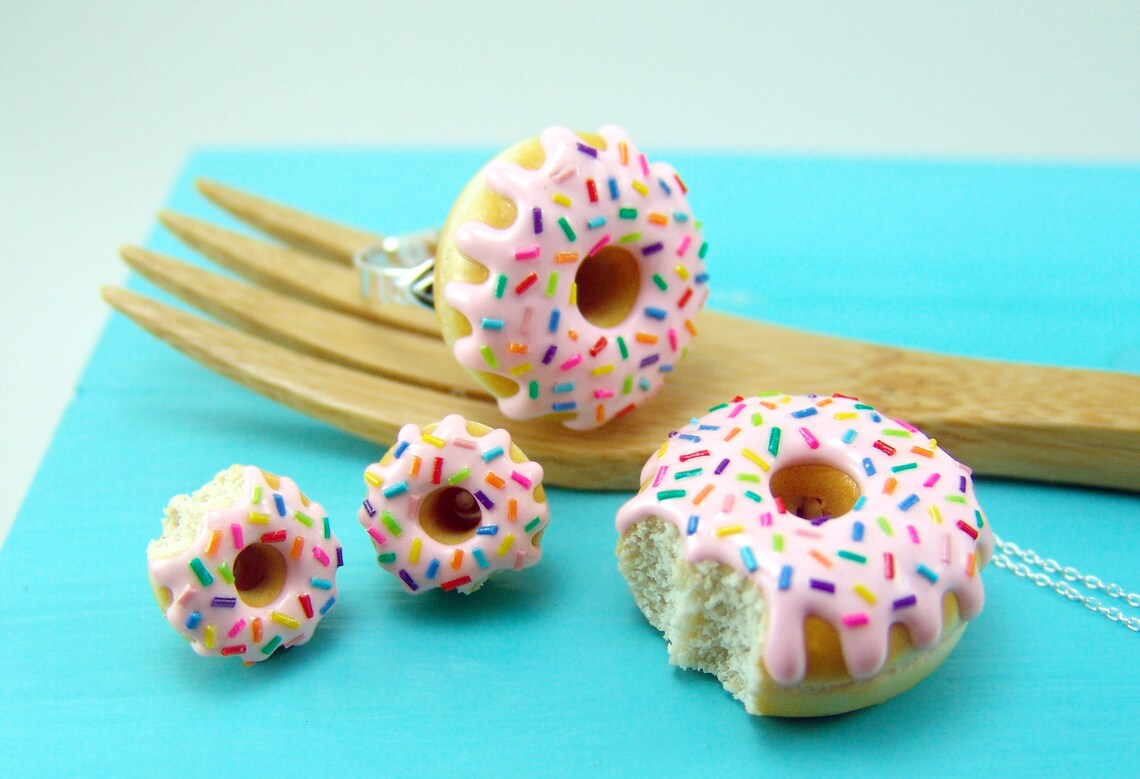 Food Necklace // Donut Necklace With Rainbow Sprinkles // MADE Etsy