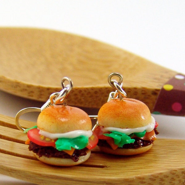 Burger Earrings SALE Cheeseburger Earrings Food Jewelry