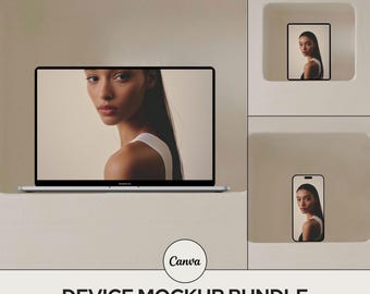 Pacote de Mockups Estéticos para Dispositivos no Canva, Coleção SIENNA (Download Digital)