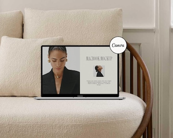 Aesthetic CANVA MacBook Mockup, Digital Product Mockups, MacBook Mockup, Laptop Mockup, Minimal Aesthetic
