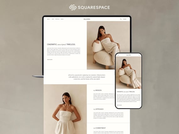 Squarespace Template for Photographers, Coaches, Marketing Agencies | Portfolio & Blog Design | Luxury Website Theme