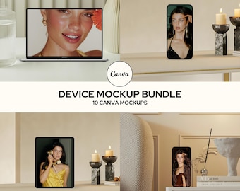 Aesthetic CANVA Device Mockups, Digital Product Mockups, MacBook Mockup, iPhone Mockup, iPad Mockup, Laptop, Tablet, Mockup Bundle, TESSA