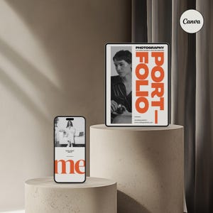 Aesthetic CANVA iPhone Mockup, Digital Product Mockups, iPad Mockup, Tablet Mockup, Smartphone Mockup, Minimal Aesthetic - Duo Mockup 001