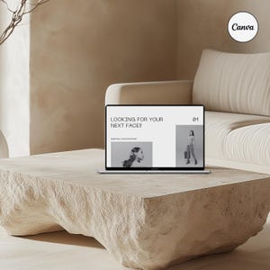 Estetisk CANVA MacBook Mockup, Digitala Produktmockups, MacBook Mockup, Laptop Mockup, Minimalistisk Estetik