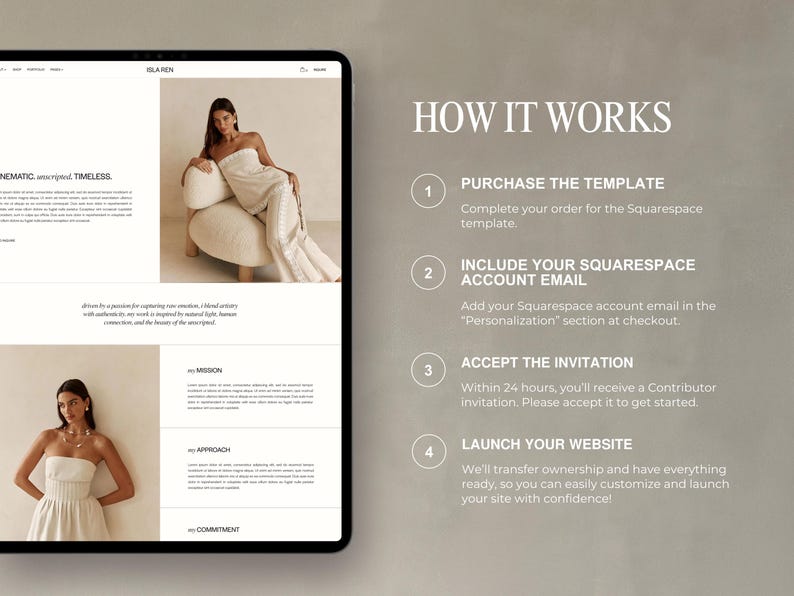 Squarespace Template for Photographers, Coaches, Marketing Agencies | Portfolio & Blog Design | Luxury Website Theme