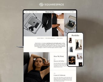 Squarespace Website Template, Marketing Agency Website, Service-Based, Social Media Manager Template, Creative Agency, Luxury Website