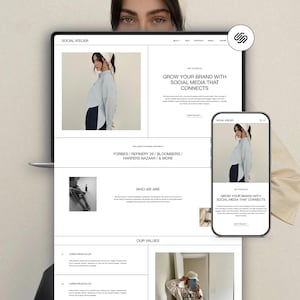 Modèle Squarespace pour agence de marketing, Modèle Squarespace 7.1, Modèle de site Web de gestionnaire de médias sociaux, Site Web d&#39;agence, Site Web de luxe