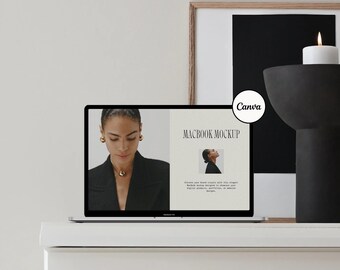 美的CANVA MacBookモックアップ、デジタル製品モックアップ、MacBookモックアップ、ラップトップモックアップ、ミニマルな美的