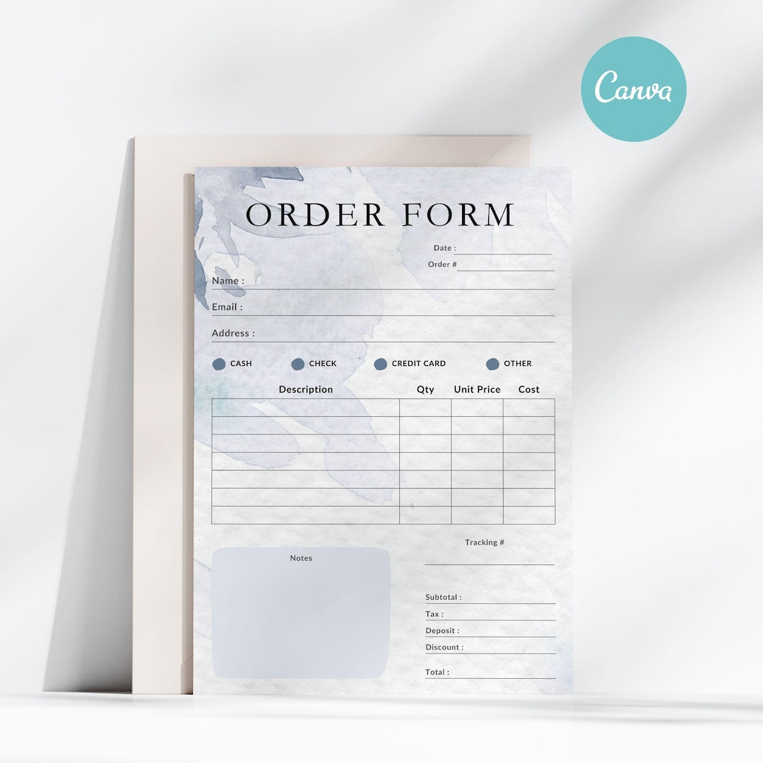 Editable Order Form Template, Small Business Order Tracker (instant ...