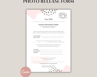 Editable Photo Release Form Template, Photography Consent (PDF)