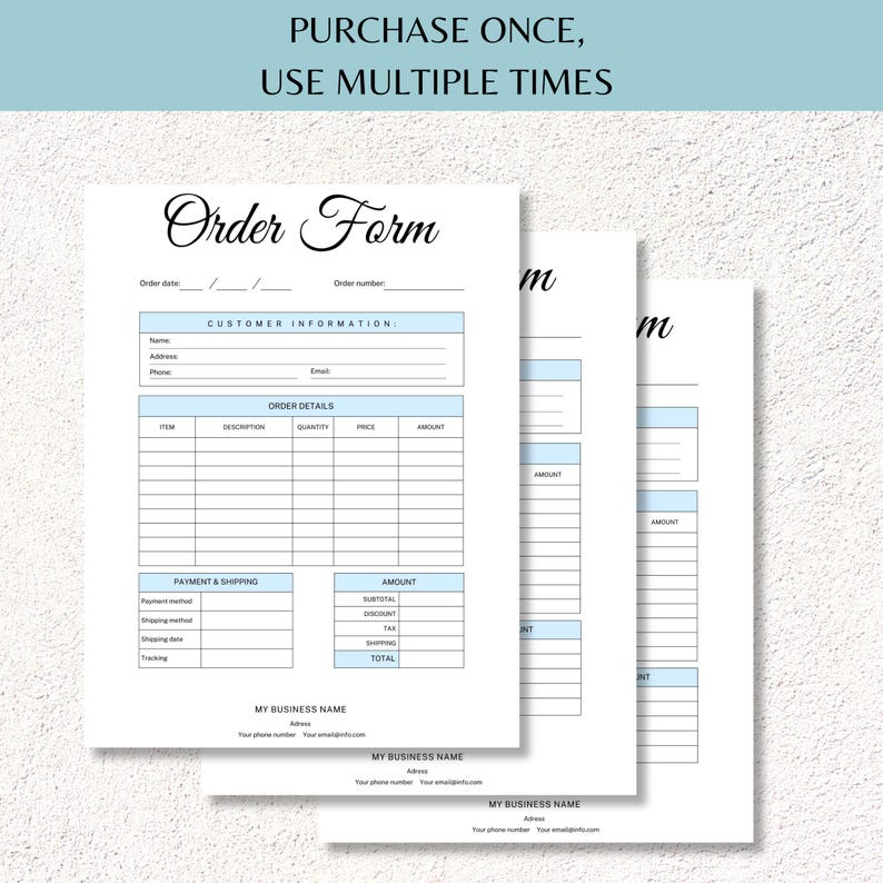 Editable Order Form Template: Small Business Tracker (digital Download ...