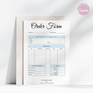 Order Form Template for Small Businesses: Editable Tracker, Instant Download, Handmade Products Order Sheet, Easy Access