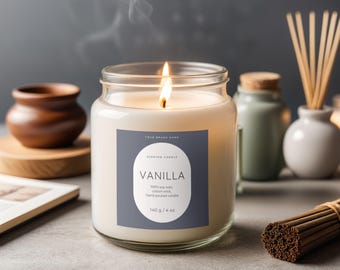 Plantilla de vela editable, etiqueta moderna personalizable, plantilla personalizada de etiqueta de marca de vela, etiqueta personalizada DIY para velas