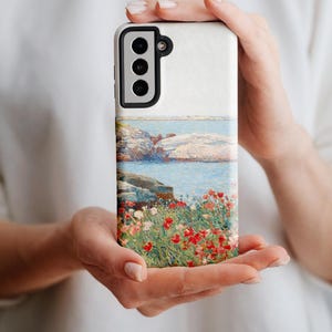 Coastal Poppies Vintage Art Samsung Case | Vintage Ocean Seascape Painting Phone Case, Colorful Summer Seaside Art, Beach Phone Case Gift