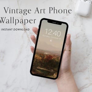 Sfondo per cellulare vintage di un giorno di ottobre, paesaggio autunnale delle White Mountains, dipinto del fogliame autunnale del New England, sfondo con scena di foresta dorata