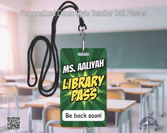 Personalized Library Pass | Aluminum Teacher Classroom Pass | Durable Wipeable Metal Pass