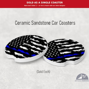 Line - Blue - Ceramic Car Coaster (Single Pack)