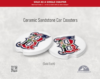 Boston Sports (White) - Ceramic Car Coaster (Single Pack)