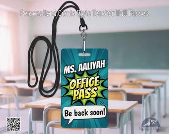 Personalized Office Pass | Aluminum Teacher Classroom Pass | Durable Wipeable Metal Pass