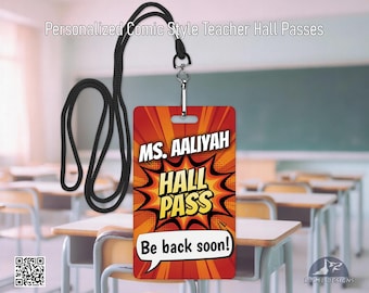 Personalized Hall Pass | Aluminum Teacher Classroom Pass | Durable Wipeable Metal Pass