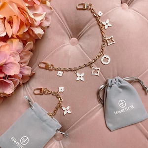 Blanc Fleur Charm de sac à main de luxe Charm de sac à main avec chaîne en or pour sacs à main / Sacs / Accessoires de sac à main de créateur / Charm de sac pour femme