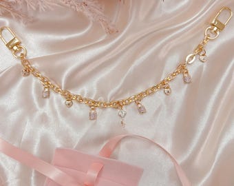 Padlock & Key Diamanté Gold Handbag Charm Luxury Handbag Purse Charm Gold Chain for Purses / Bags/Designer Purse Accessories/Women Bag Charm