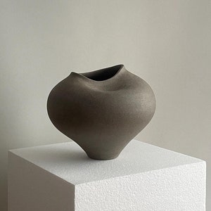 Handmade Gray Stoneware Vase: Abstract Ceramic Vessel, Modern Decor